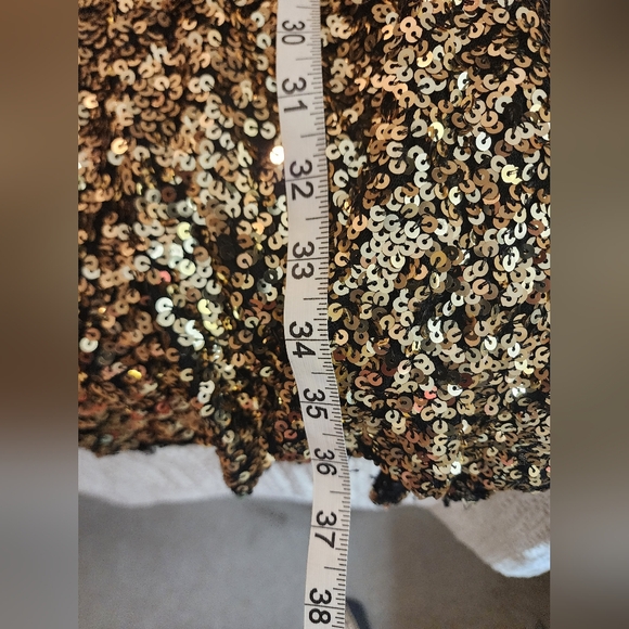B Darlin Super Stretchy Gold Bodycon Sassy Sequin Dress Size 20W Party Clubbing - Picture 9 of 10